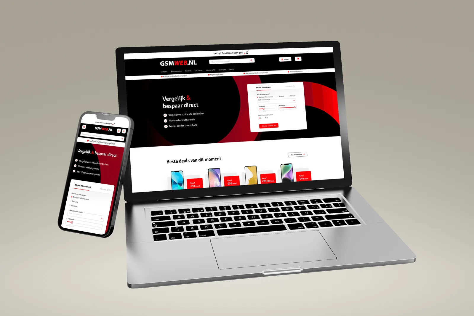 GSMWeb homepage redesign mockup