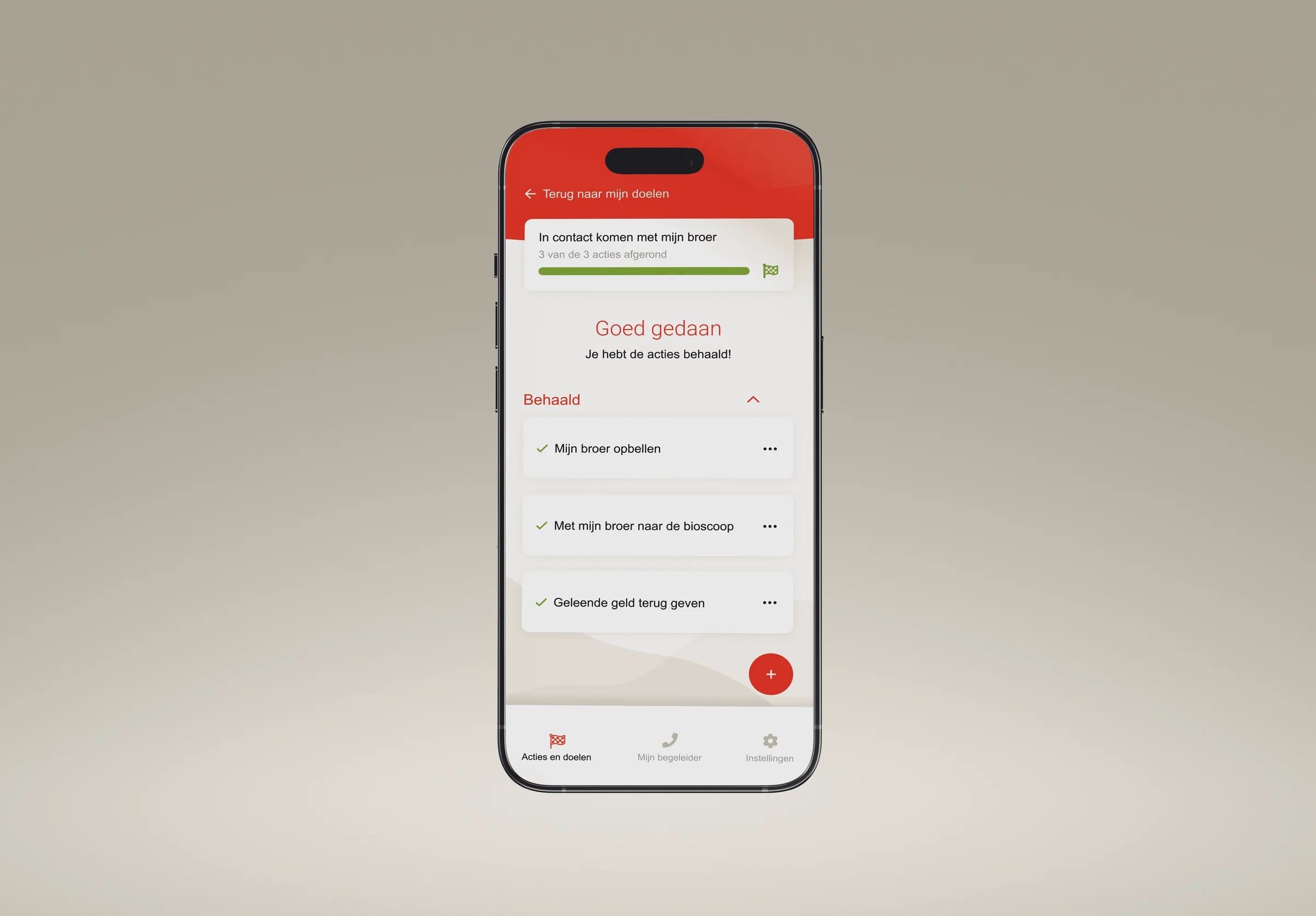 Leger des Heils app dashboard interface