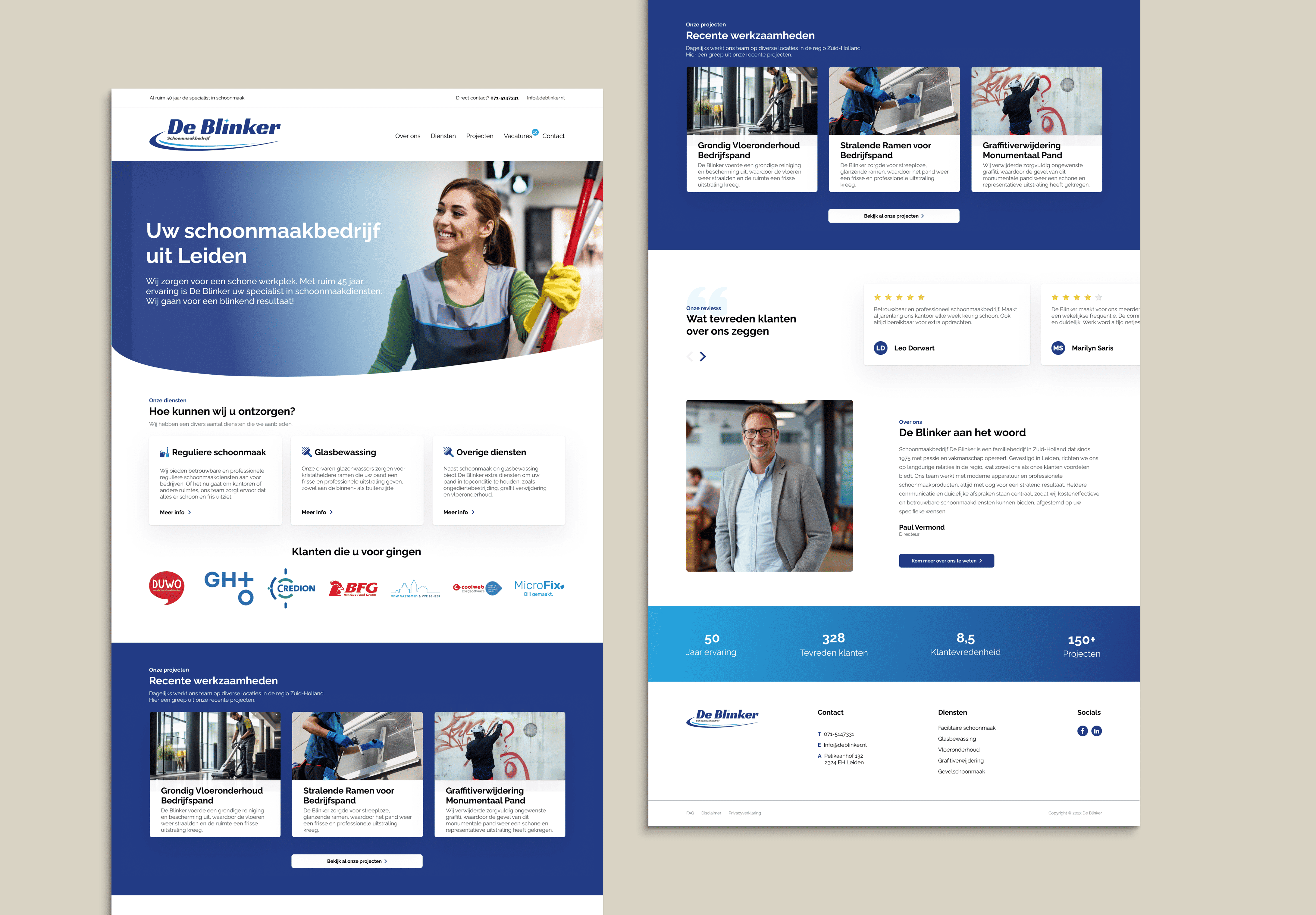 De Blinker website homepage design mockup
