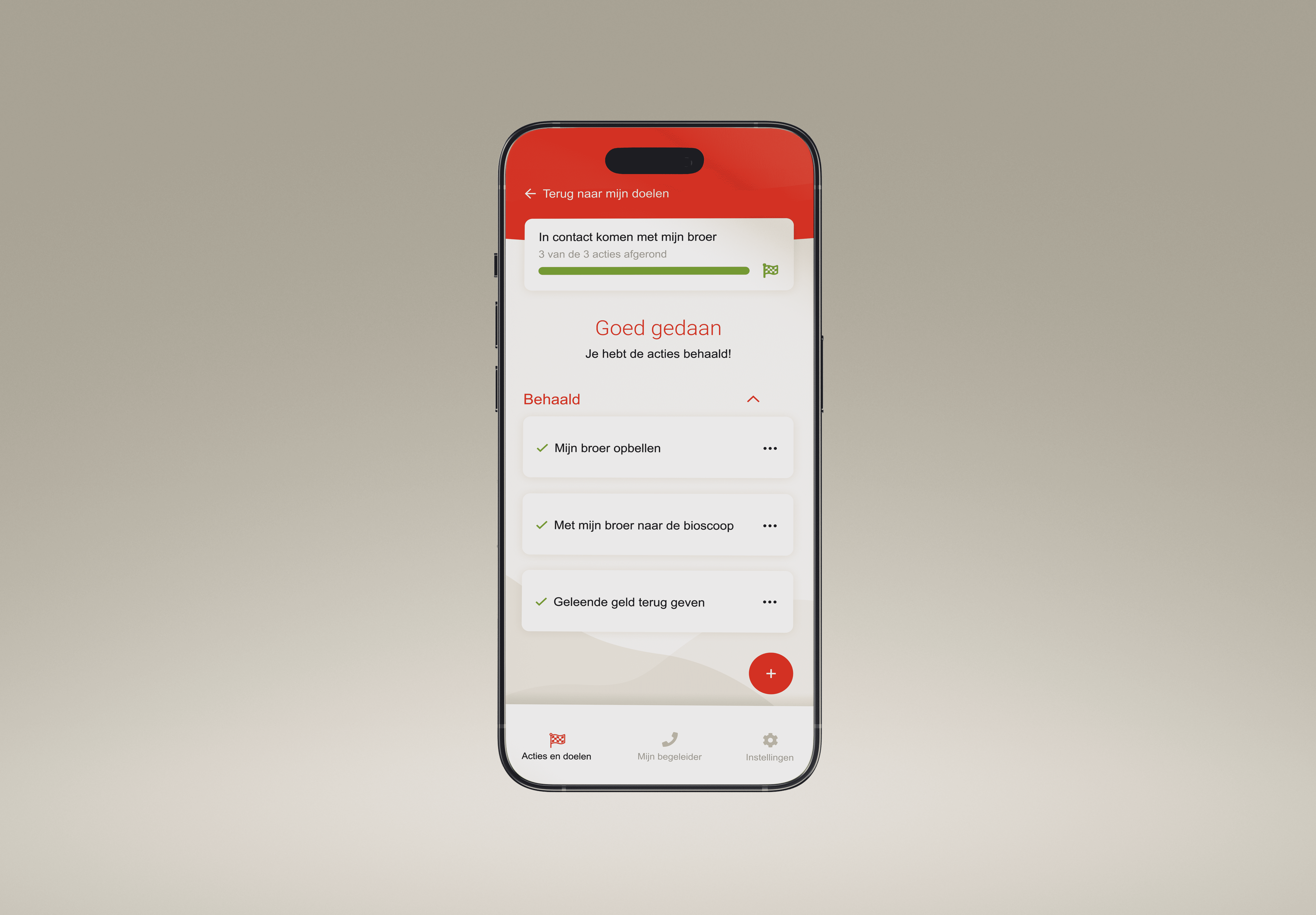 Leger des Heils app dashboard interface